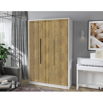 Шкаф распашной Тренд КТ-Ш3 (Белый платинум ЛДСП/ Дуб вотан ЛМДФ) Ш1360 В2128 Г547 Шкаф распашной Тренд КТ-Ш3 (Белый платинум ЛДСП/ Дуб вотан ЛМДФ) Ш1360 В2128 Г547